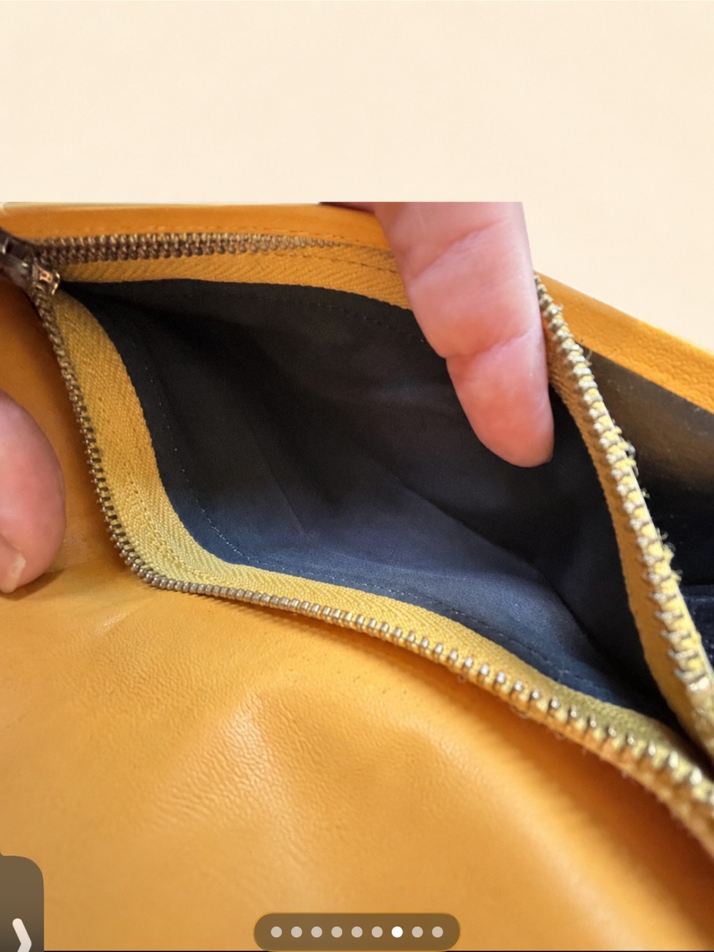 YSL Yves Saint Laurent Mustard Leather Embossed Wallet - Picture 8 of 10